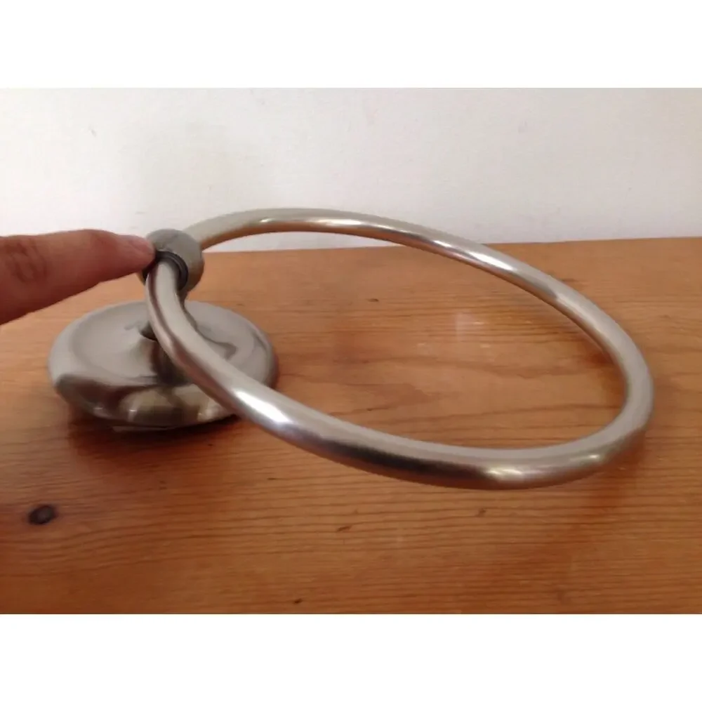 Brushed Chrome Satin Nickel Wall Mount Ready Bathroom Hand Towel Hook Loop
